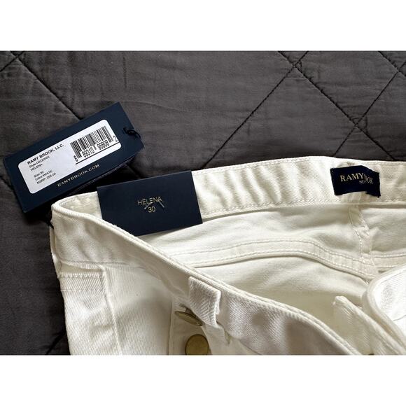 $255 Ramy Brook Helena White Jeans NEW Size 30 Cotton High Rise Flare Womens - Picture 6 of 8